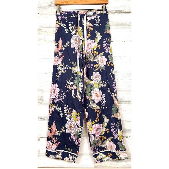 Papinelle Other - Papinelle Womens XS Blue Floral Betsy Pajama Pants 100% Cotton Relaxed Sleepwear